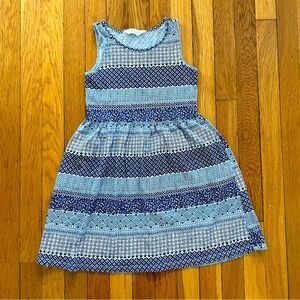 H&M size 8-10 years blue print fit and flare tank dress